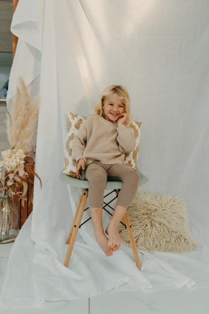 Kid's Basic Knit Oversized Sweater - Natural