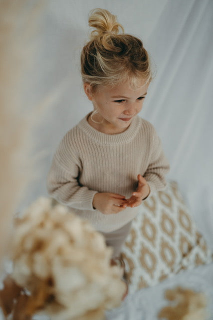 Kid's Basic Knit Oversized Sweater - Natural